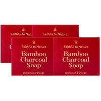 Faithful to Nature Bamboo Charcoal Soap Cinnamon & Orange x 4